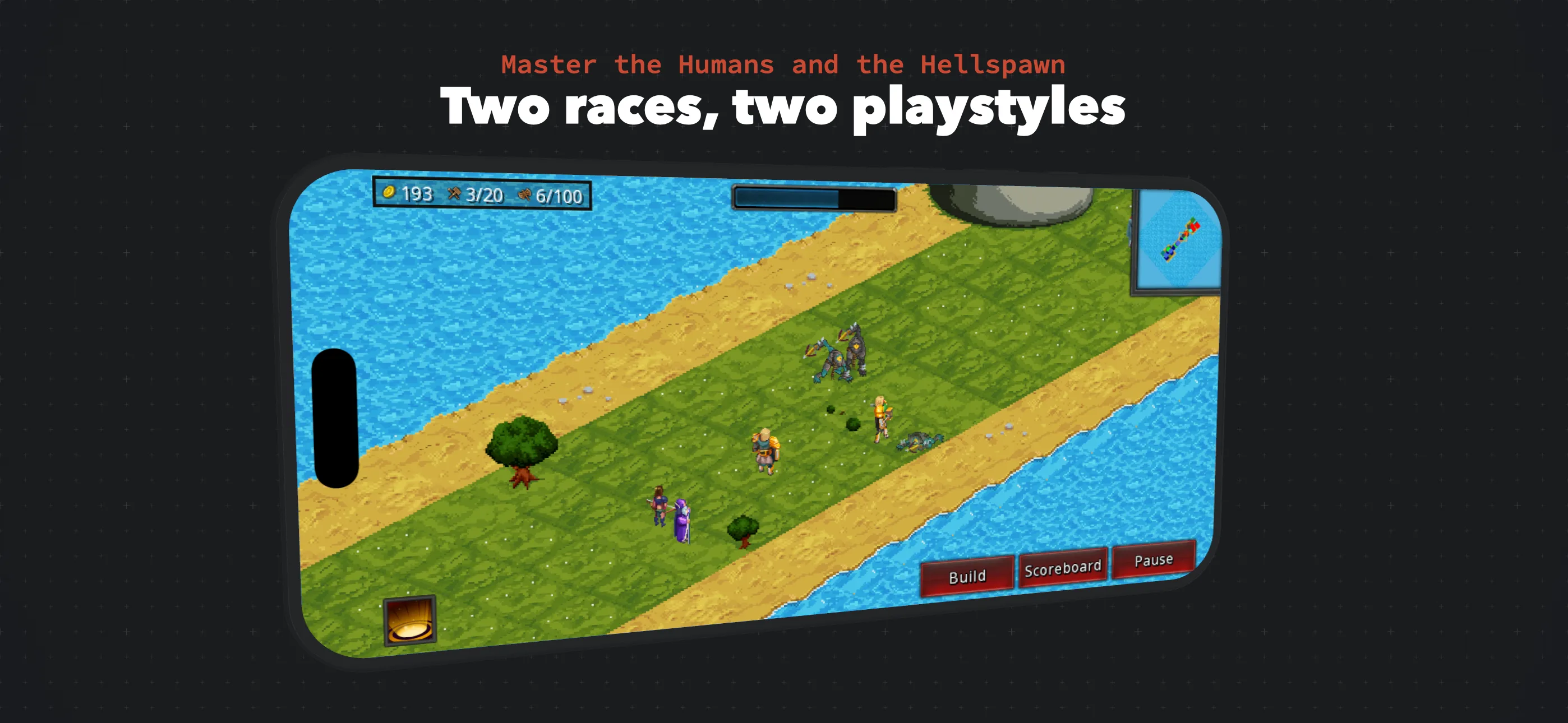 Burg Battle - Master the Humans and the Hellspawn, two races with two playstyles