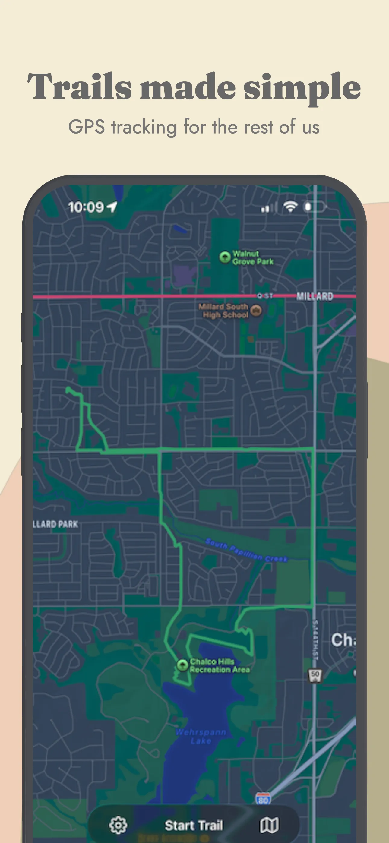 HappyTrail - Live map ready to record a trail