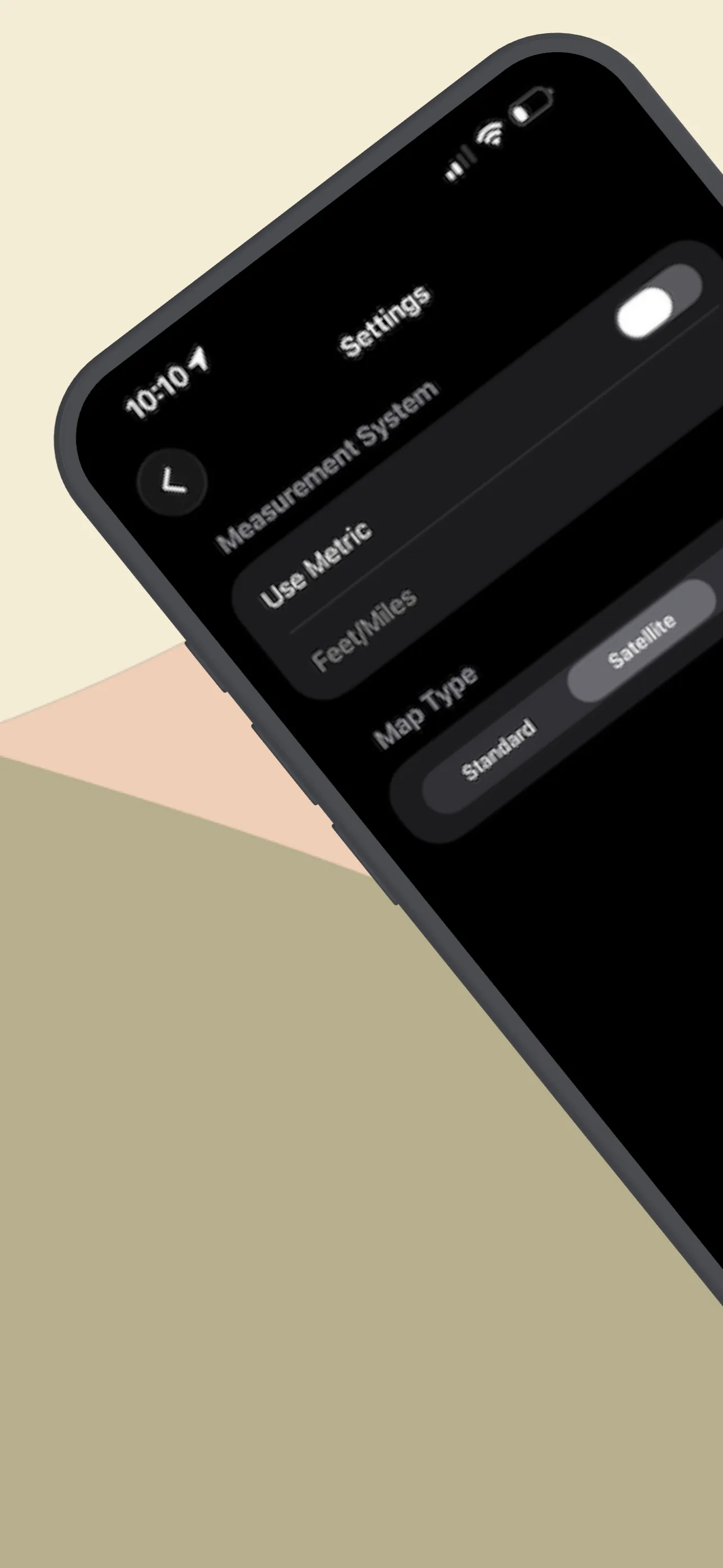 HappyTrail - Settings with measurement system and map type