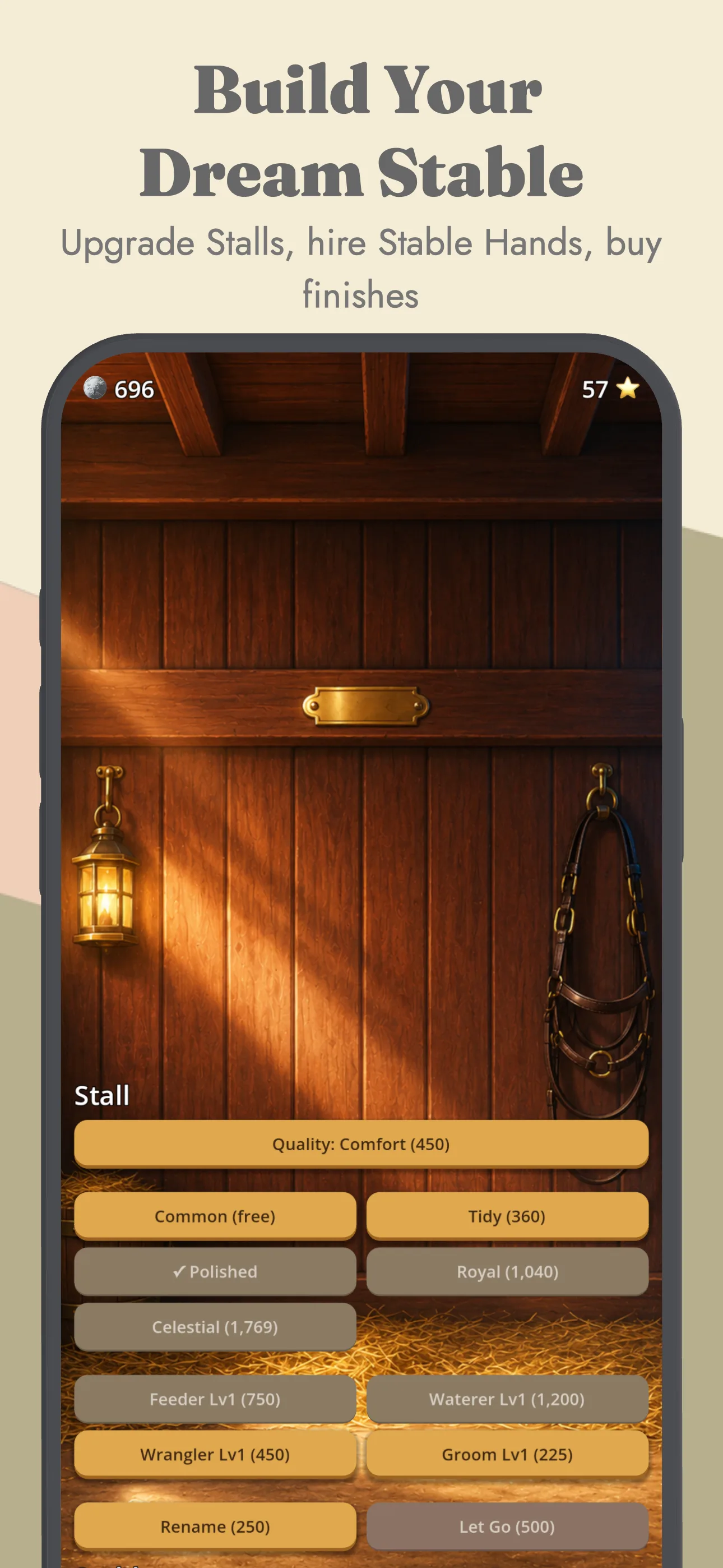Stable Keeper - Upgrade stalls, hire stable hands, and buy finishes